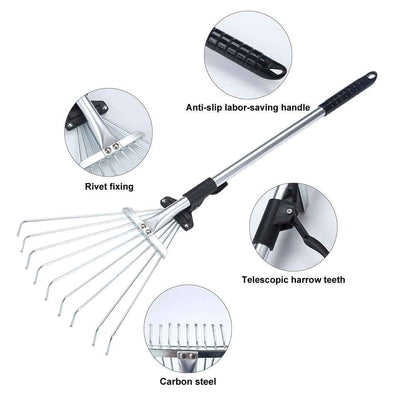 Retractable & Lightweight Mini Garden Rake